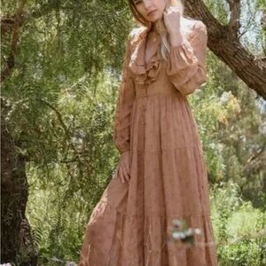 Doen Faye Brown Ruffle Maxi Dress